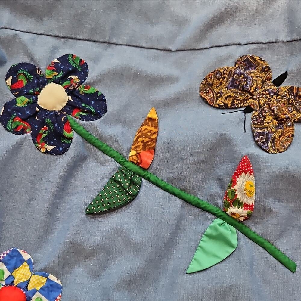 Dickies Women’s Blue Chambray Work Shirt Floral Applique 16 1/2 34/35 - Picture 7 of 7